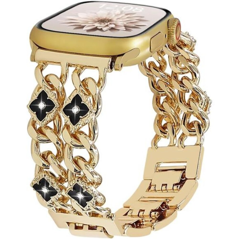 NEW Gold/Black Cuban Chain Apple Watch Band